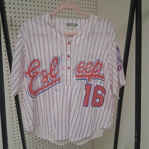 Rare 1990 Esleep New‎ York Shirt M Pinstripe Brooklyn Dodgers NYC Collector